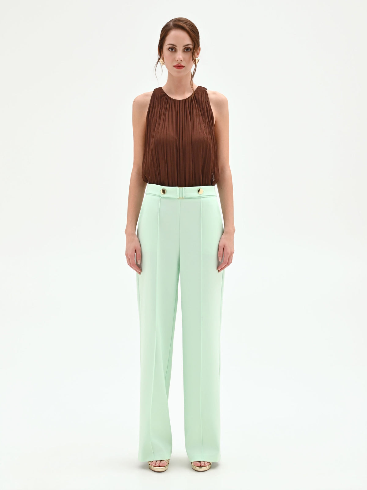 Pantalone verde menta a gamba dritta