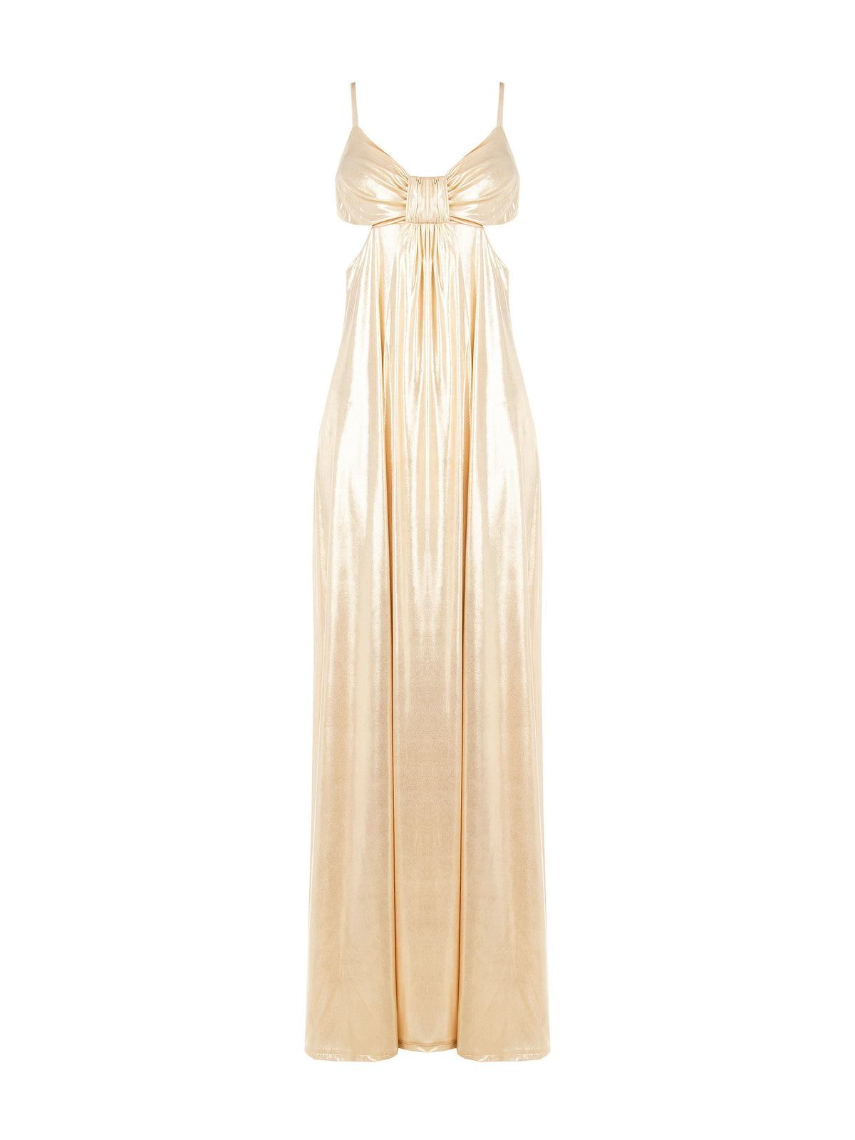 Abito Lungo Dorato con Cut Out