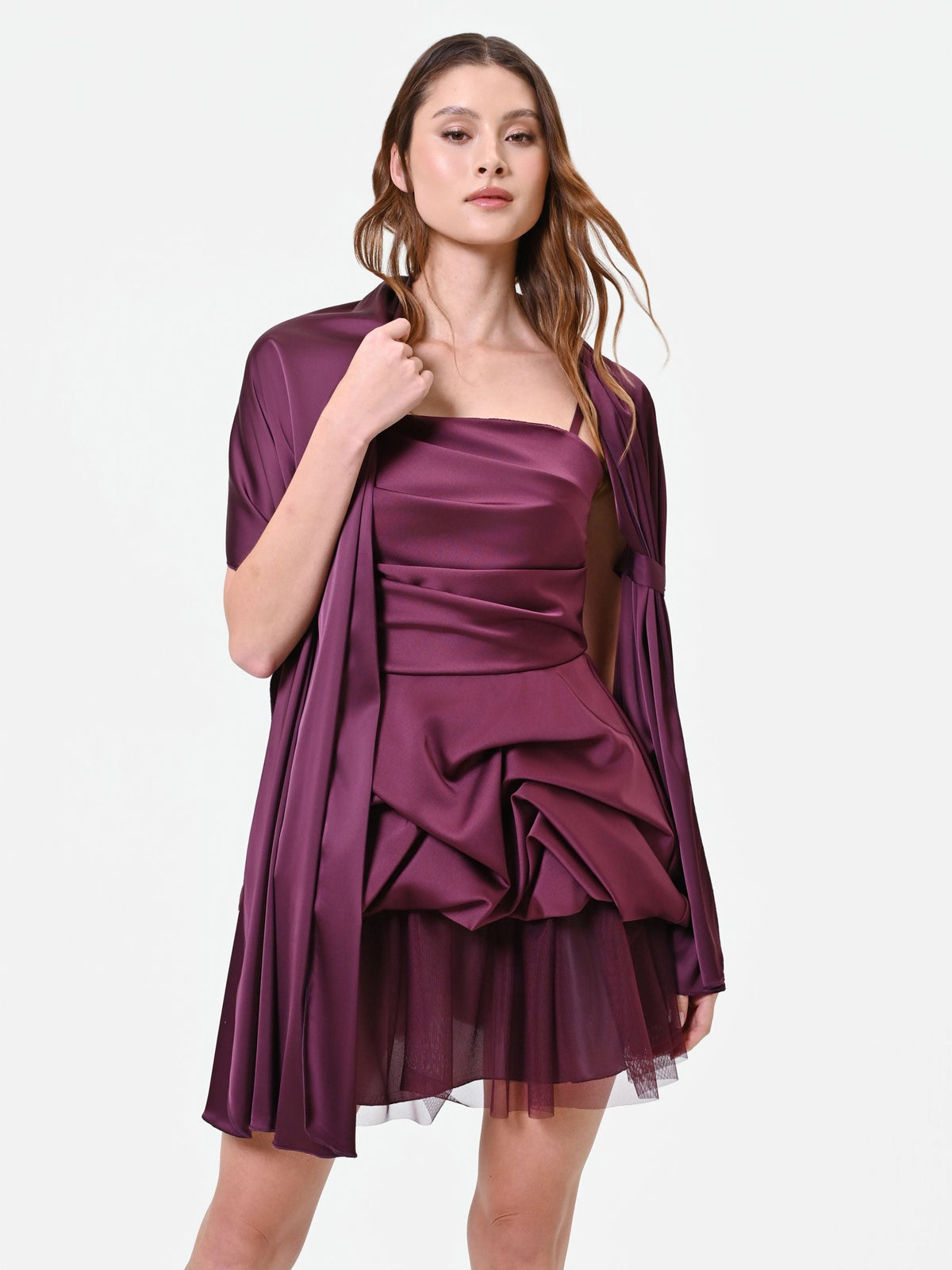 Foulard in raso bordeaux rosso