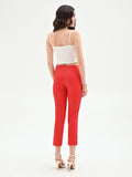 Pantalone rosso fragola con bottoni sul fondo