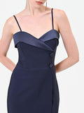 Tuta lunga blu navy con corpetto bustier