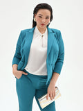 Giacca Curvy doppiopetto blu ottanio in scuba mano crepe