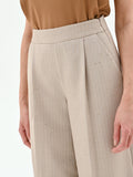 Pantalone palazzo beige gessato con punti luce