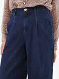 Jeans palazzo blu a vita alta
