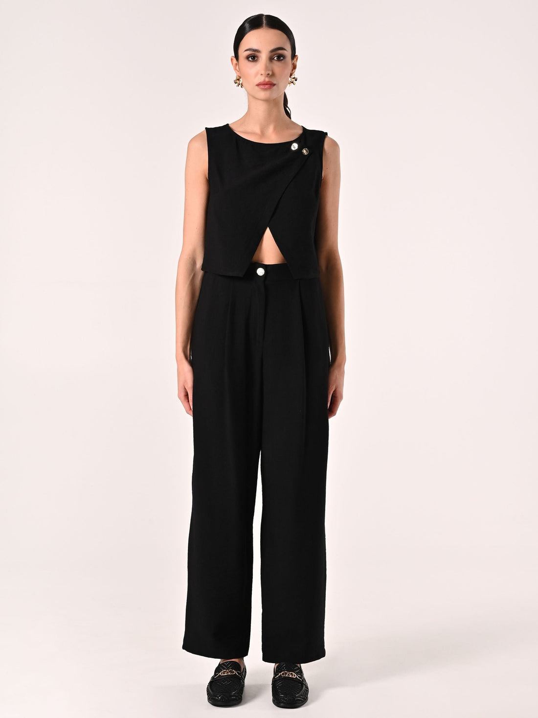 Pantaloni Neri con Pinces