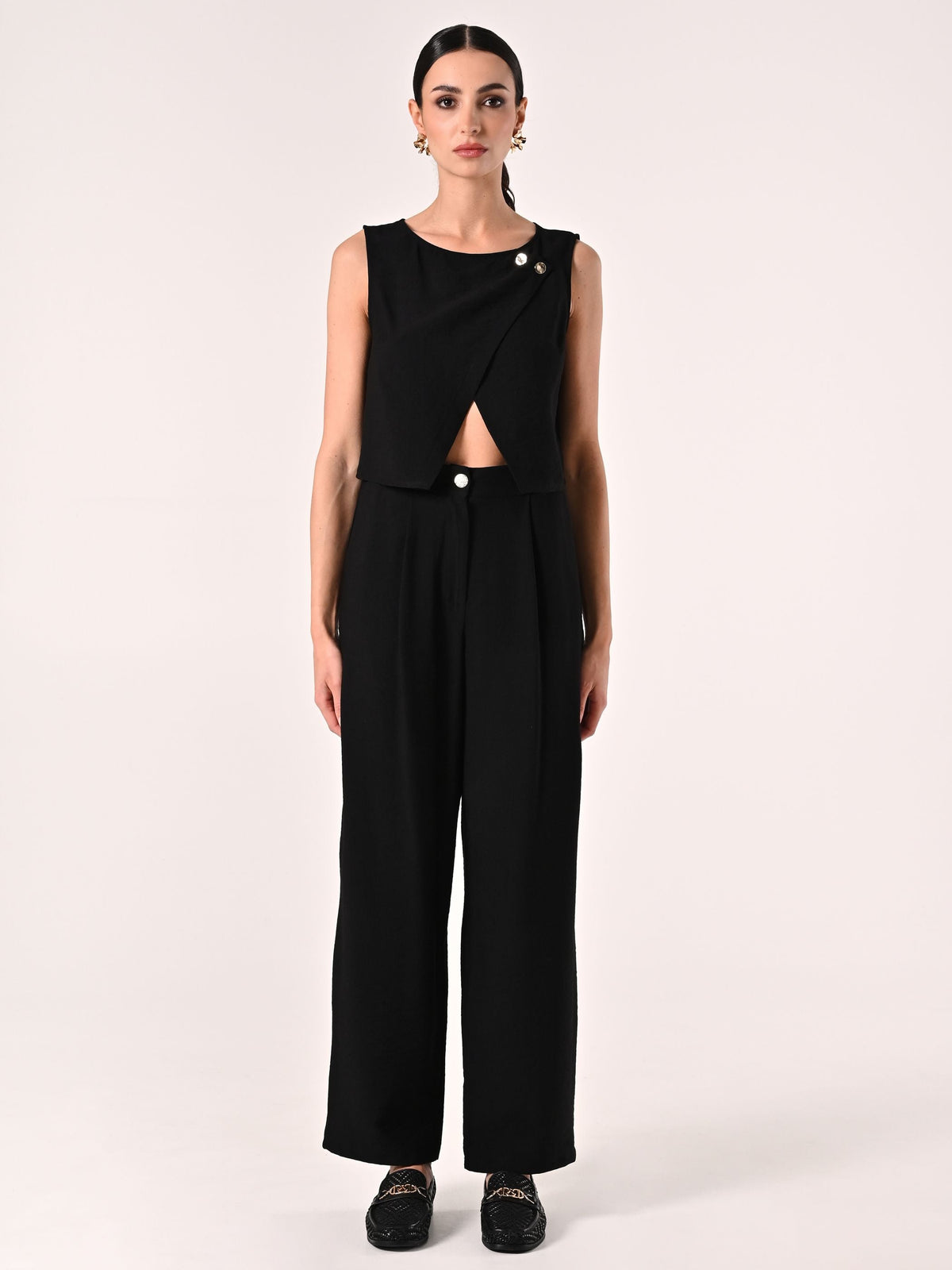 Pantaloni Neri con Pinces