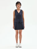 Abito corto effetto due pezzi blu navy