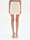Minigonna beige chiaro a vita alta