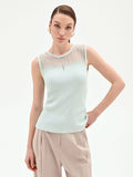 Top verde menta in maglia a costine