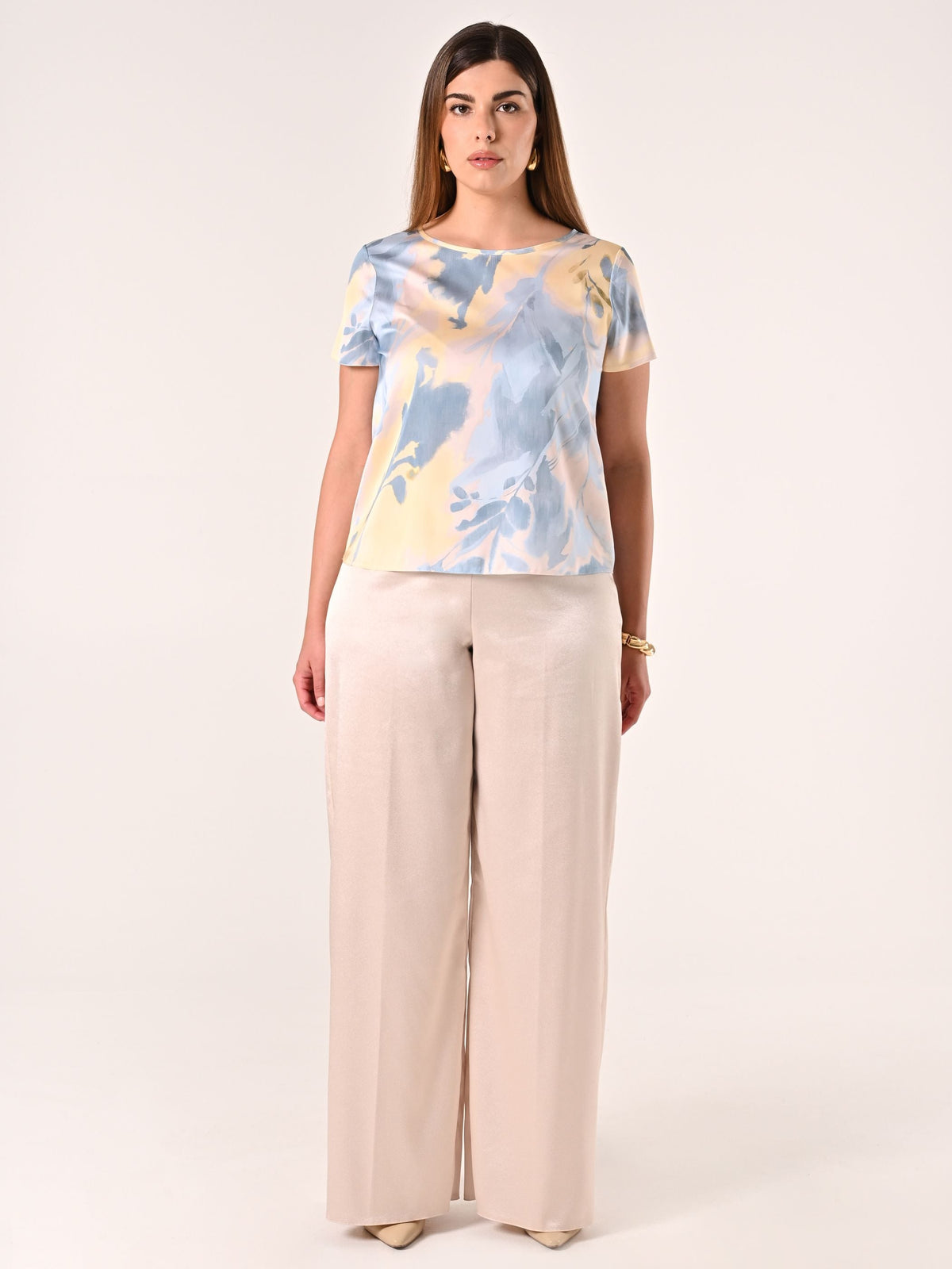 Blusa Curvy stampa Azzurra & Gialla