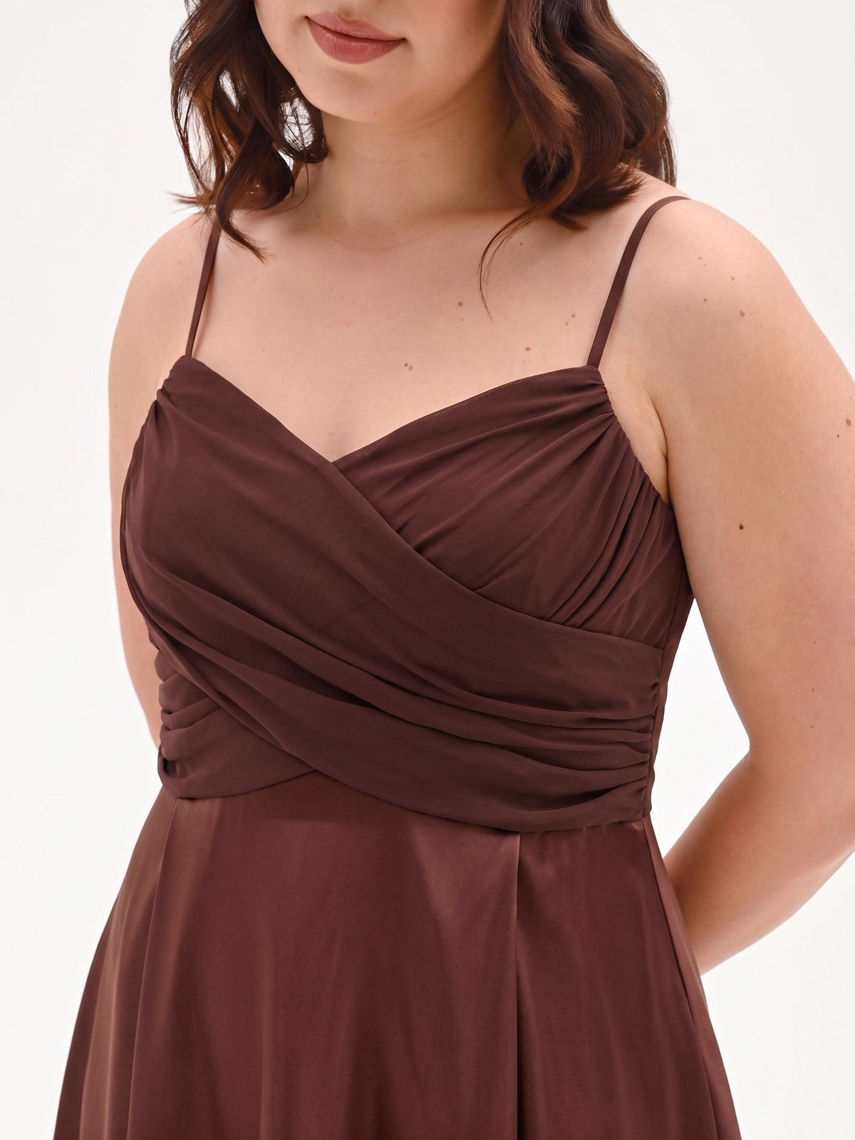 Abito Lungo Curvy con Corpino Drappeggiato