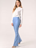 Pantaloni a Zampa Azzurri effetto Denim