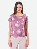 Blusa rosa antico con stampa floreale