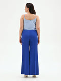 Pantalone Curvy a palazzo blu cina dalla linea fluida in cadi