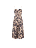 Abito midi in jacquard con stampa floreale blu navy