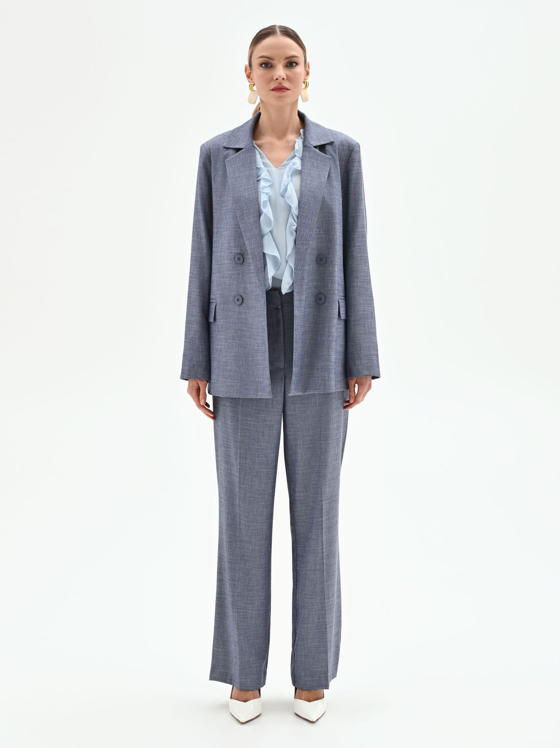 Giacca doppiopetto in chambray