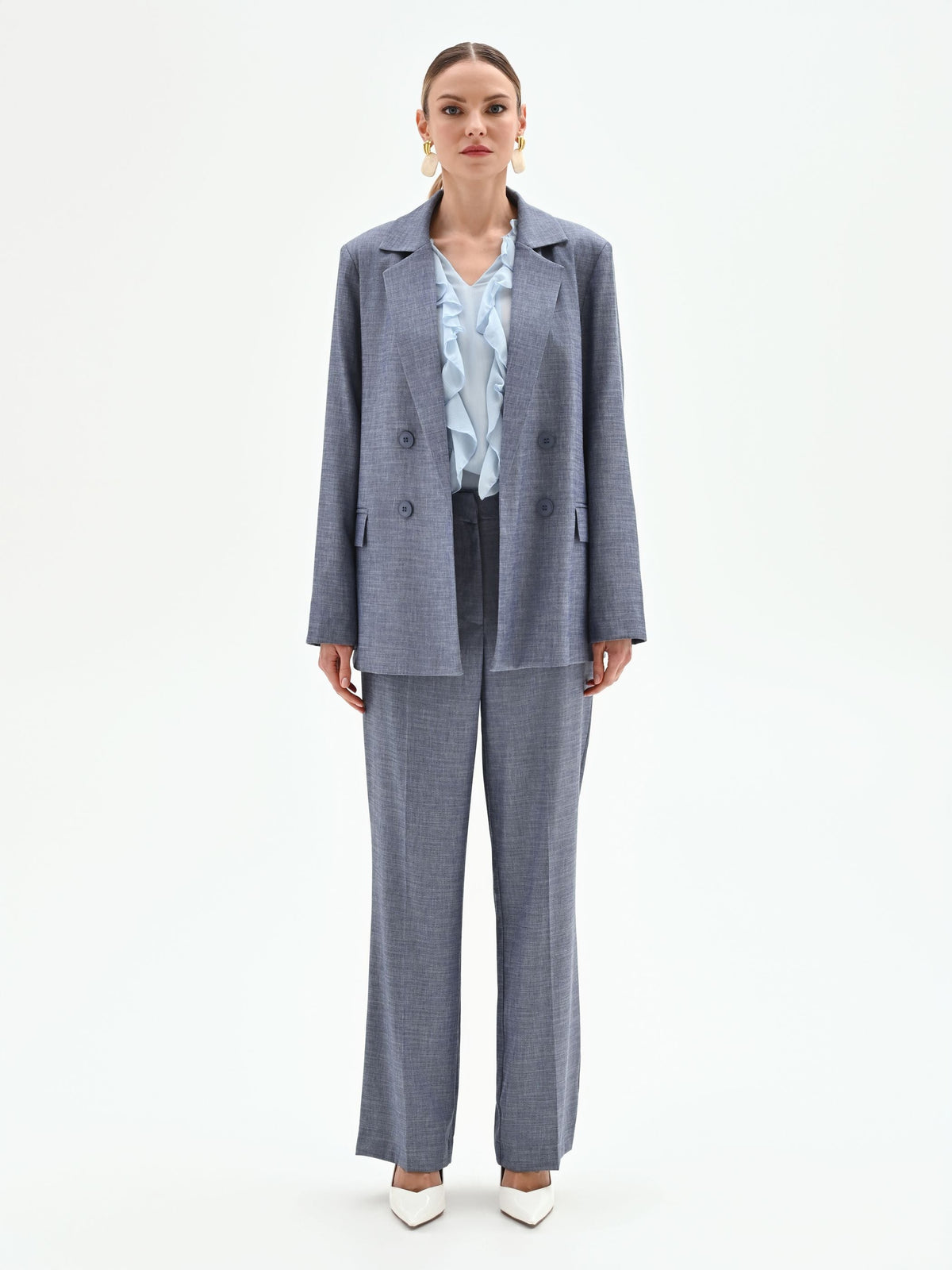 Giacca doppiopetto in chambray