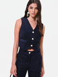 Gilet in velluto blu navy con bottoni Giorgia Palmas X Rinascimento