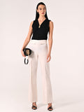 Pantaloni Bianchi in Cotone con Patte