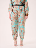 Pantaloni Curvy stampa Paisley Verde Acqua