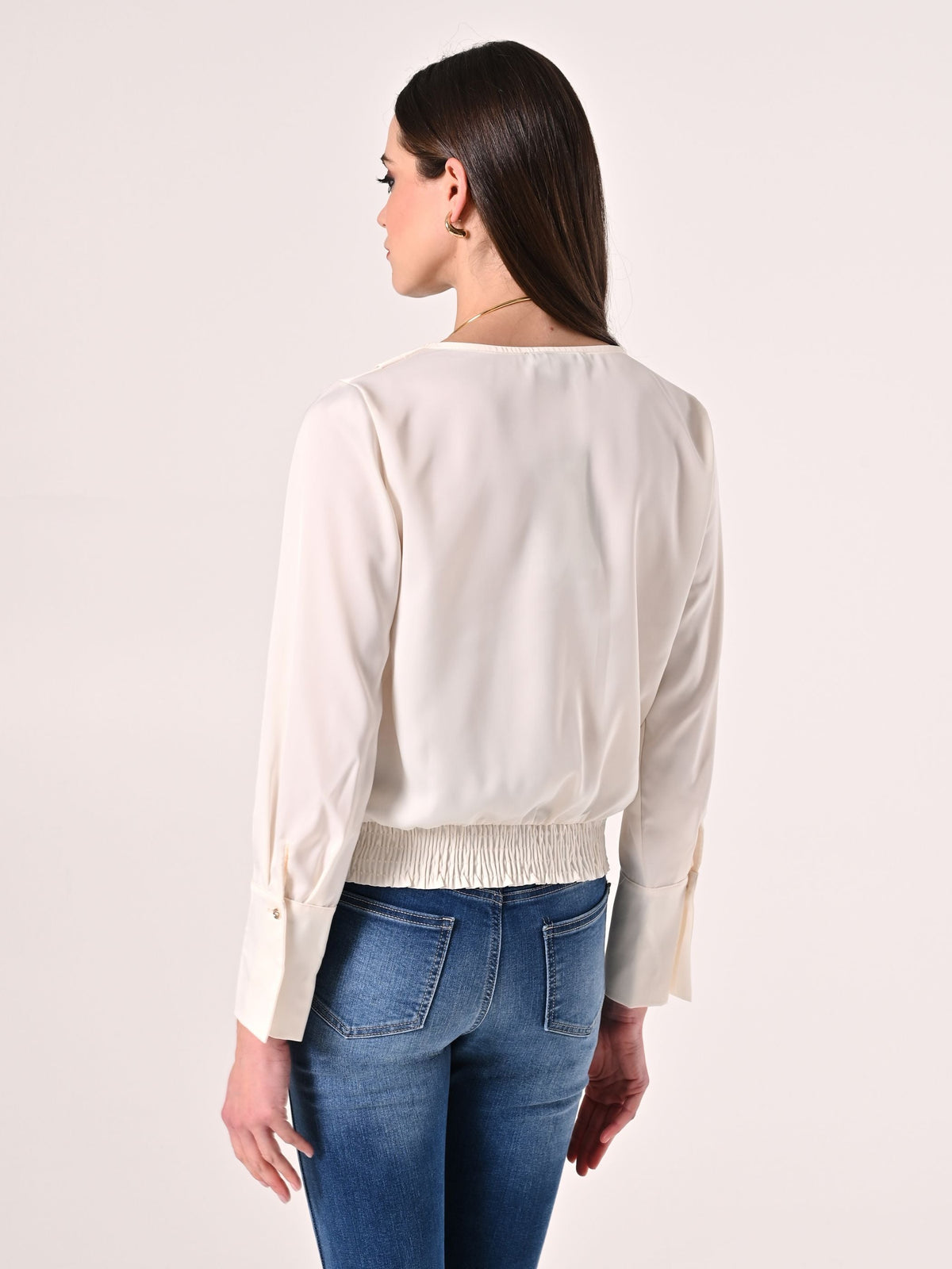 Blusa a Maniche Lunghe Bianca