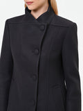 Cappotto in velour nero con collo in piedi