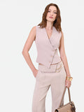 Gilet tortora beige con chiusura asimmetrica