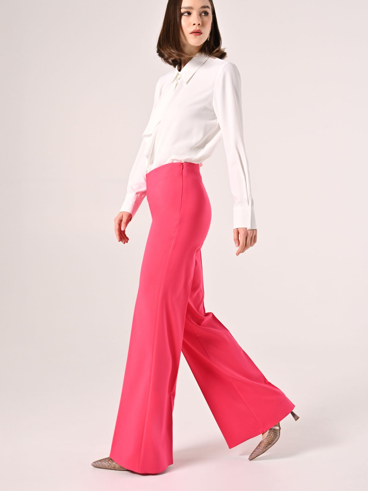 Pantaloni Palazzo Fuxia in Tessuto Tecnico