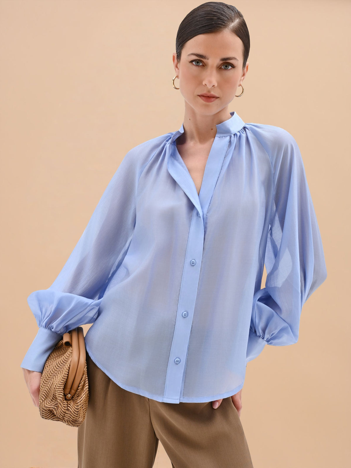 Camicia azzurro cielo in lyocell