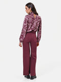Jeans wide leg in cotone bordeaux con cintura