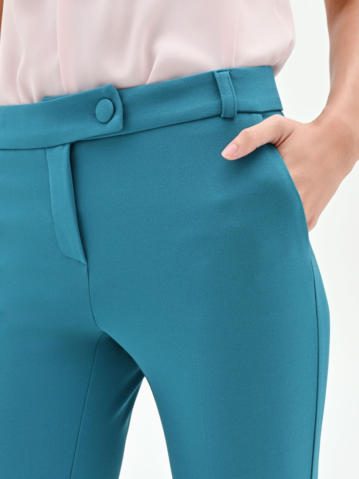 Pantalone slim blu ottanio
