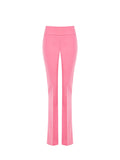 Pantalone rosa mid flared a vita alta con piega stirata
