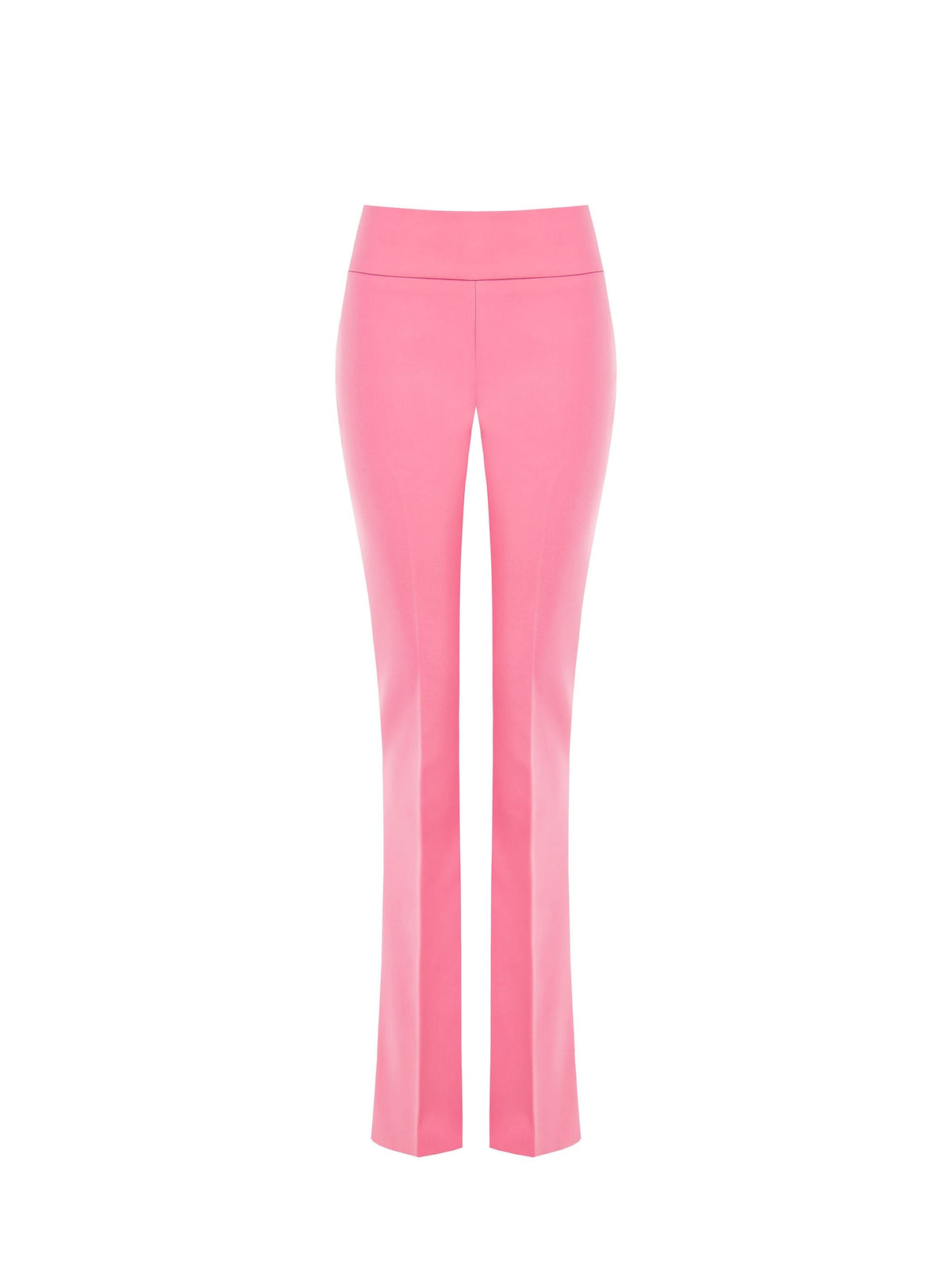 Pantalone rosa mid flared a vita alta con piega stirata