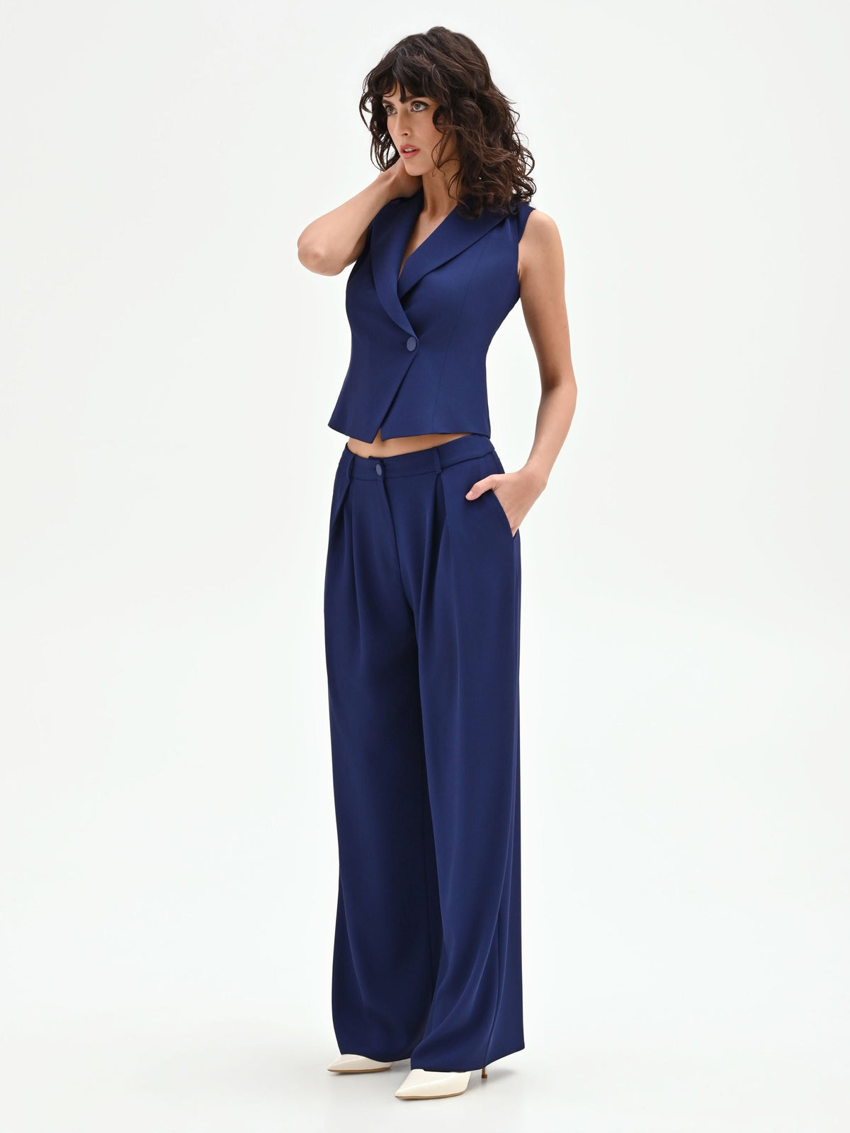 Pantaloni Studio palazzo blu indaco