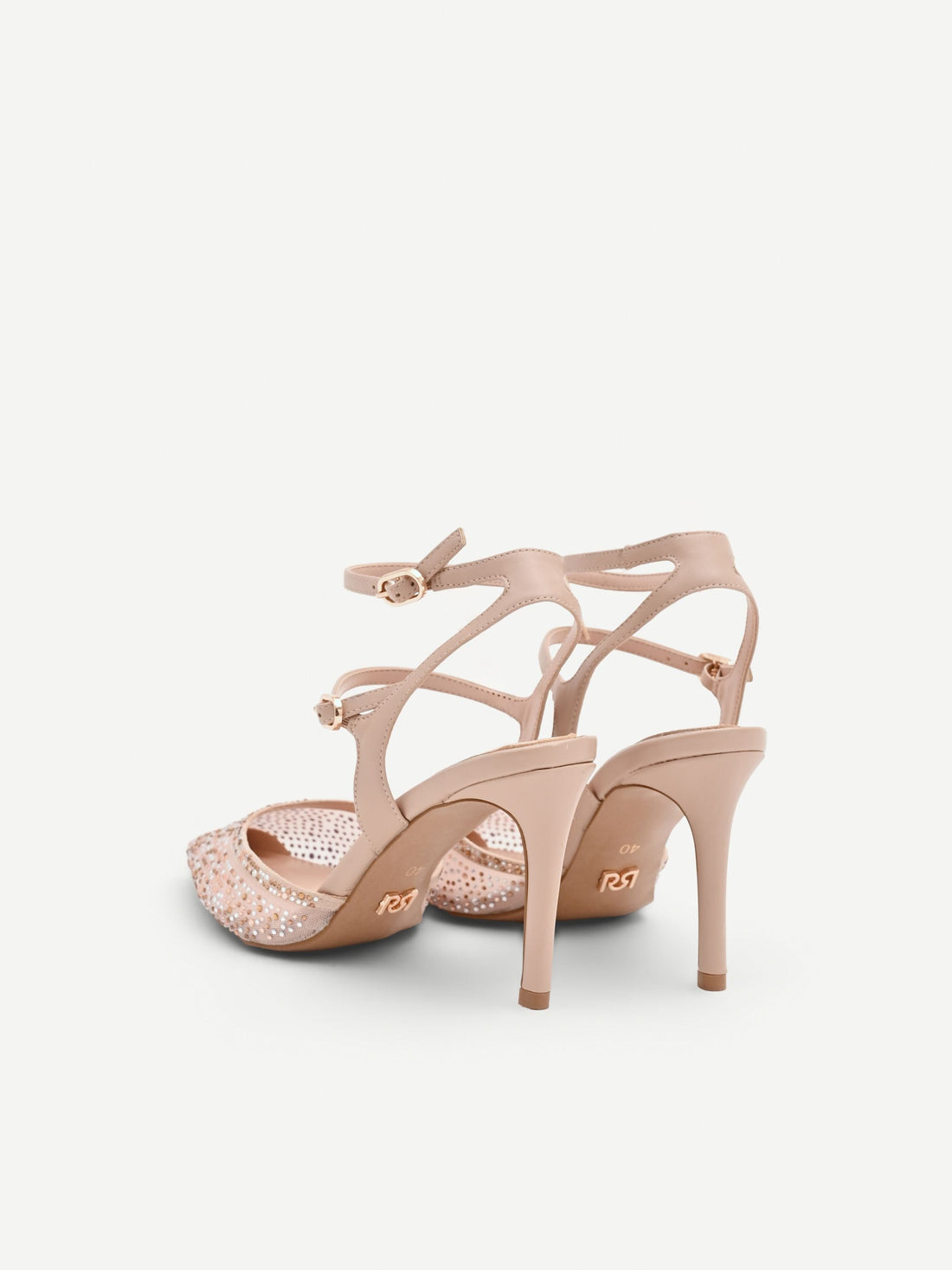 Décolleté rosa cipria con cristalli
