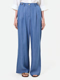 Pantalone ampio blu in lyocell