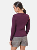 Maglia in viscosa bordeaux con scollo asimmetrico