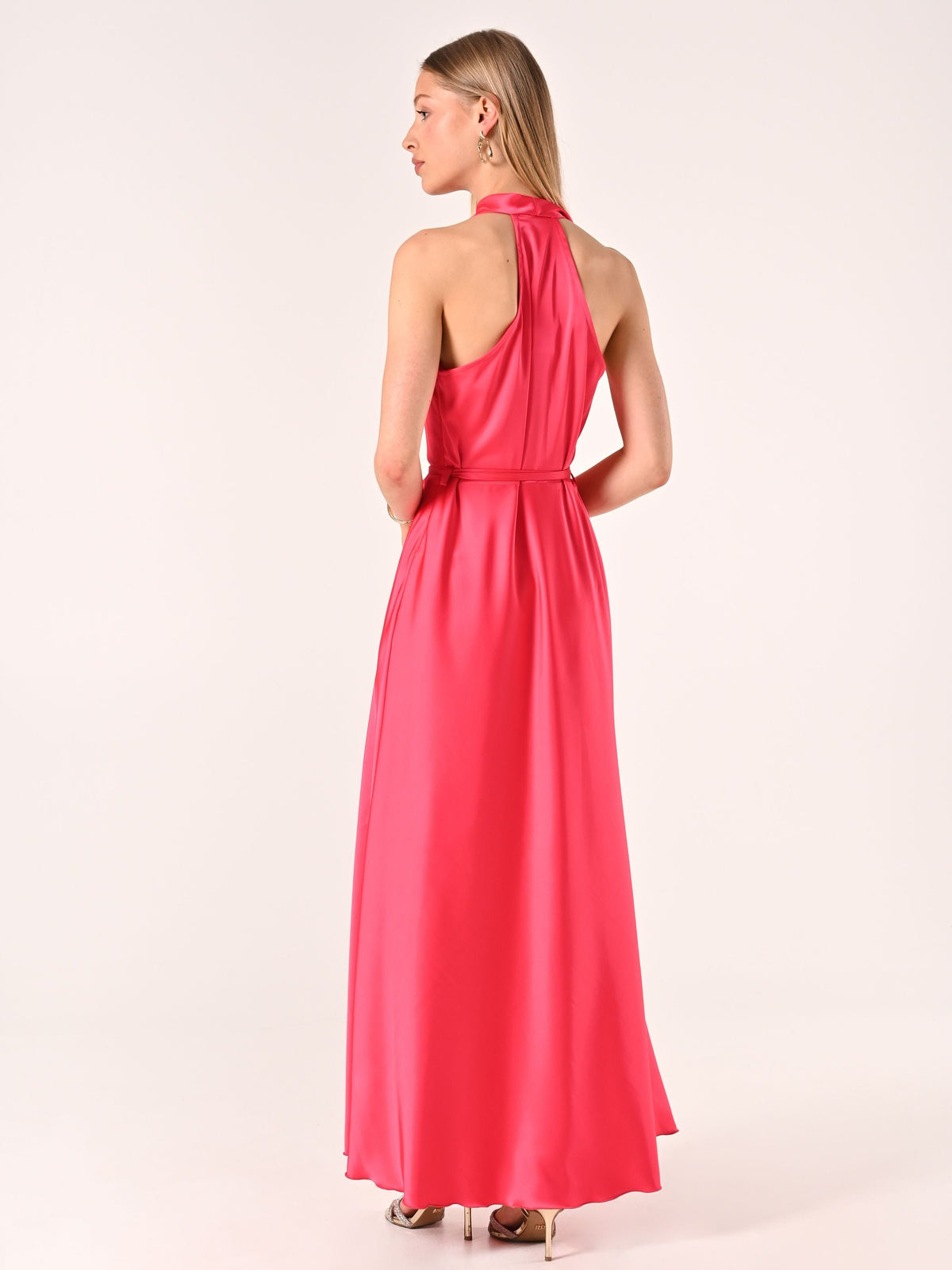 Abito Lungo in Raso Fuxia