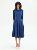 Abito midi blu brillante con cintura in vita