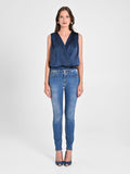 Top Incrocio in Raso Blu