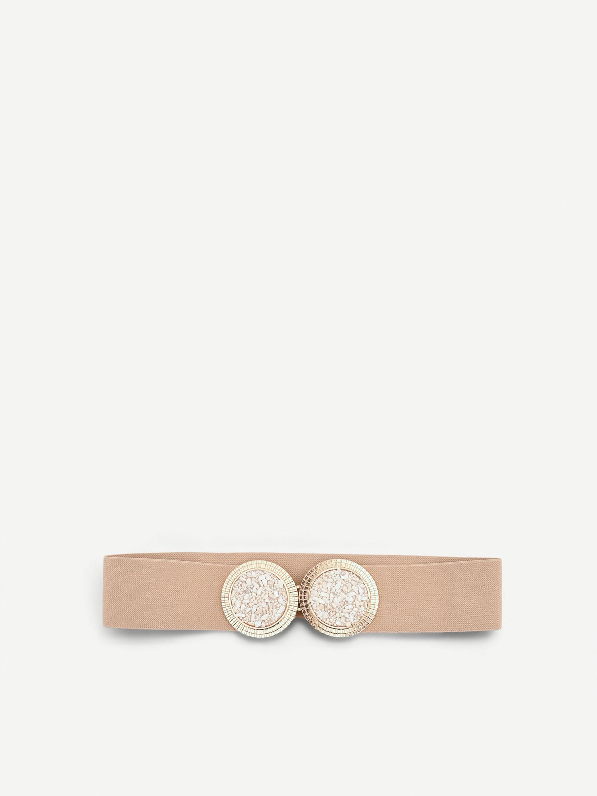 Cintura gioiello beige con fibbia circolare