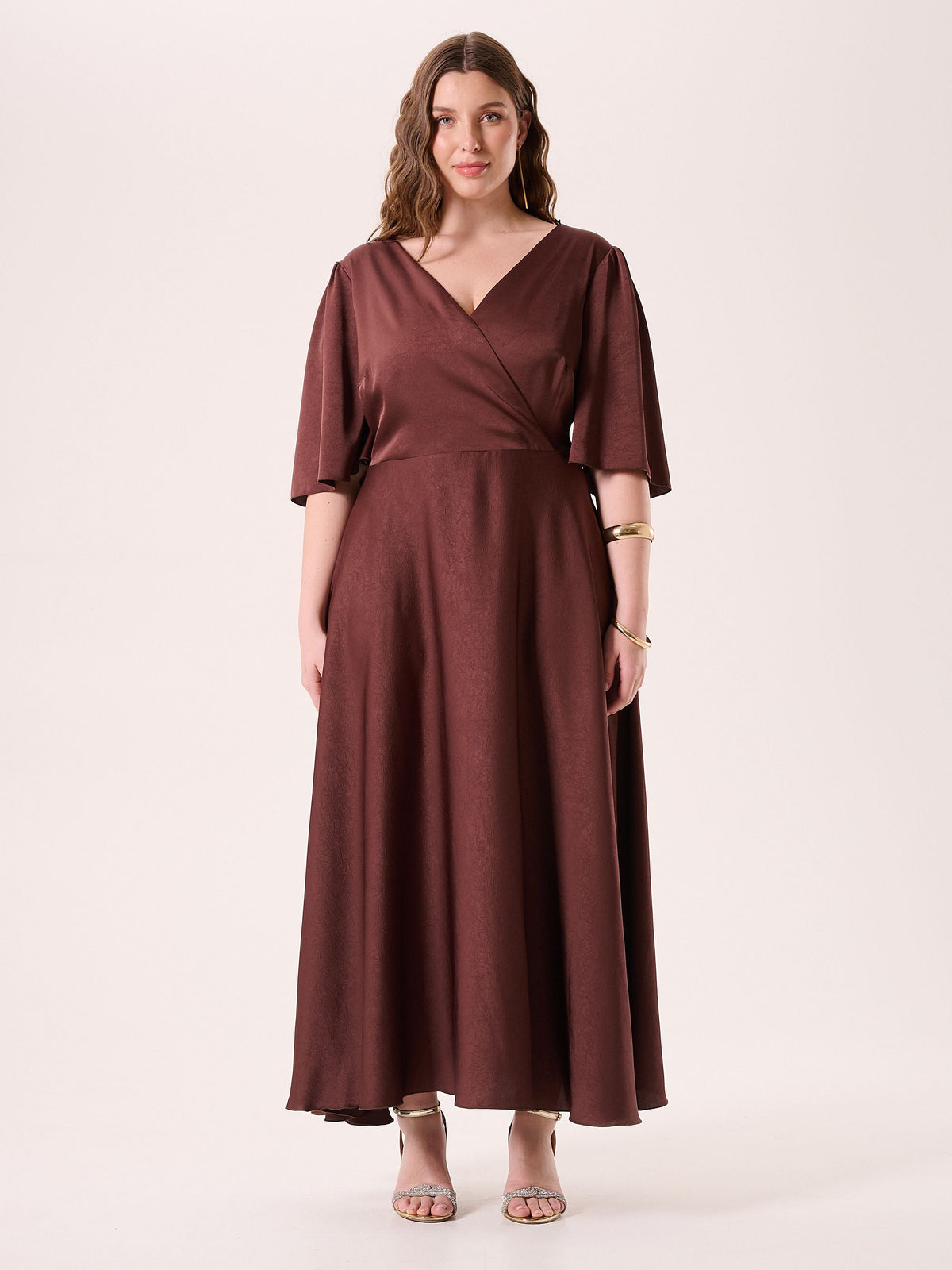 Abito Curvy Lungo Marrone Cioccolato