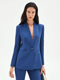 Giacca blazer blu brillante senza rever