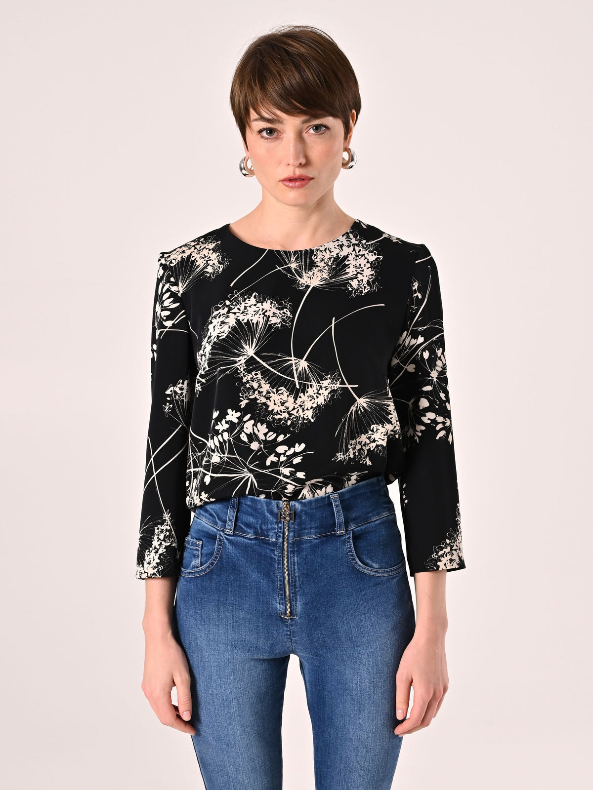 Blusa stampa Floreale Black & White