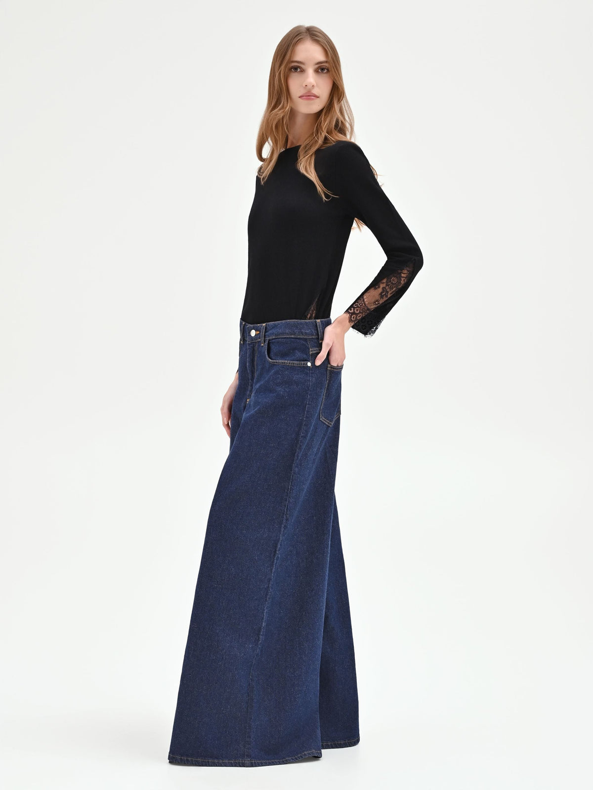 Jeans extra wide blu indaco high waist