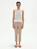 Top bianco panna in maglia crochet a righe