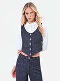 Gilet blu navy con bottoni gioiello