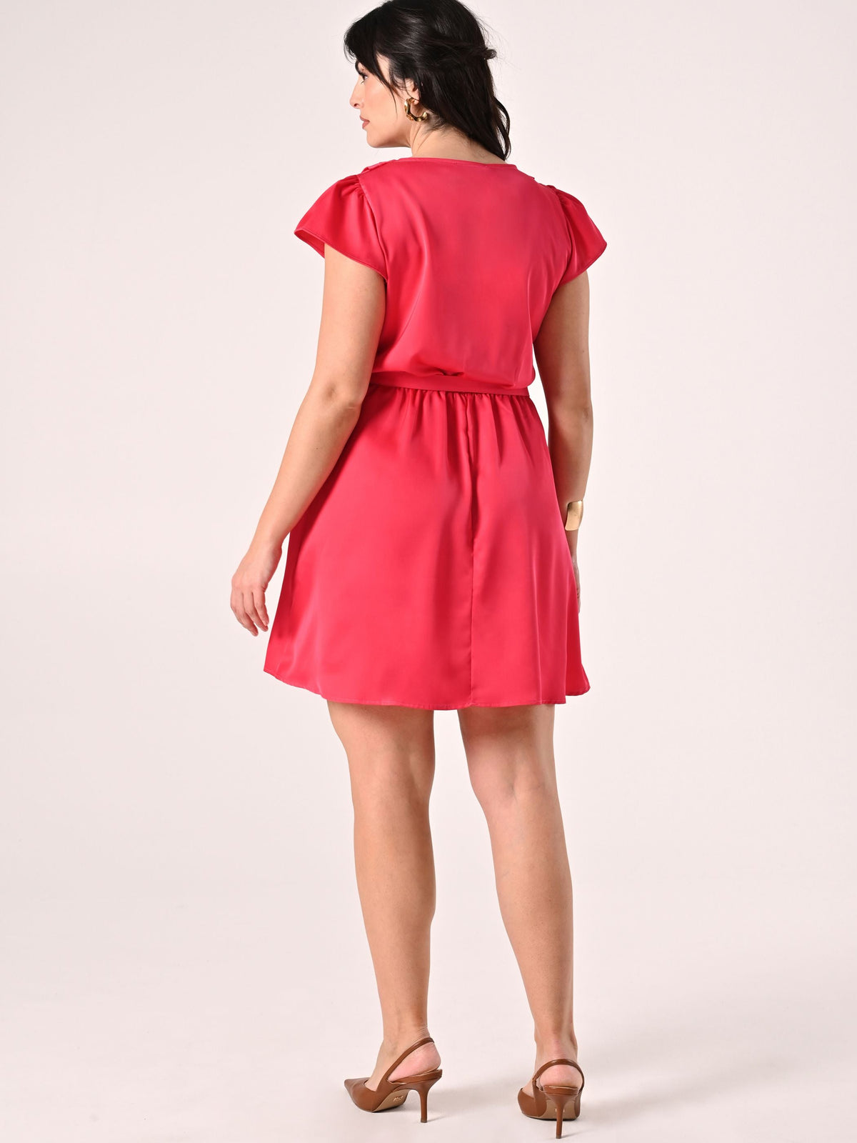 Abito Curvy in Raso Fuxia