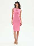 Abito tubino rosa con nodo e cut-out