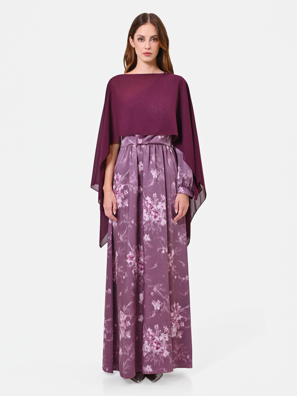 Coprispalle bordeaux stile cappa in georgette